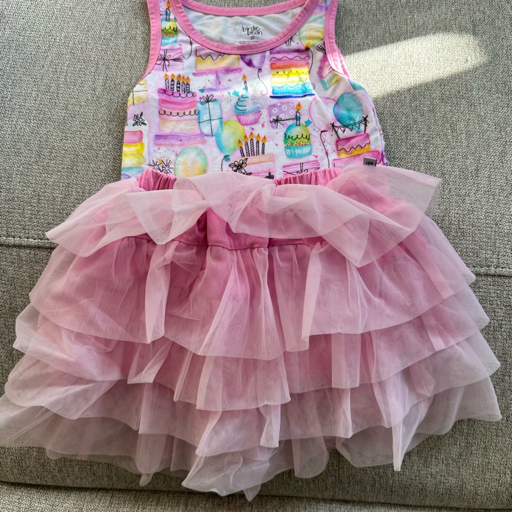 3T birthday Matching Set with Tulle Skirt